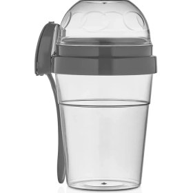 Resim Nuit Concept Yoğurt Kabı Qlux Müsli Hazneli Kaşıklı Yoğurt Porsiyon Kabı L-00812 Bpa Içermez 