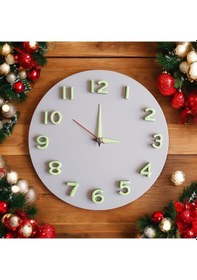 Resim Çocuk Odası Fosforlu 3d Kabartma Rakam Ahşap Mini Duvar Saati B2 Beyaz 