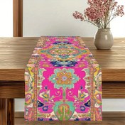 Resim 1 adet Bohemian Çiçekli Masa Koşusu - Canlı Pembe ve Mavi Mandala Tasarımı, Yumuşak Polyester Kumaş, Temizlemesi Kolay, Mutfak ve Yemek Odası Dekoru için Mükemmel, Ev Aksesuarı | Canlı Masa Dekoru | Dokuma Dokusu, Mutfak Dekoru ve Aksesuarları 