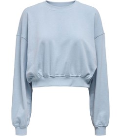 Resim ONLBELLA L/S CROP O-NECK Mavi Kadın Sweatshirt 