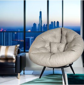 Resim Home Geniş Oturma Alanlı Modern Berjer Tekli Koltuk | Dinlenme & Kitap Okuma Koltuğu | Krem 