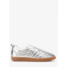 Resim Dericlub Kadın Düz Taban Bağcıklı Spor Ayakkabı Gerçek Deri Rc Zenit Gümüş 