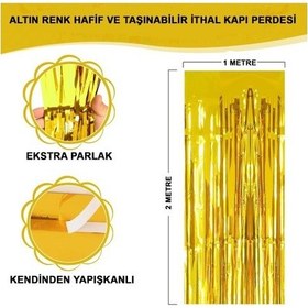 Resim Ekstra Metalize Parlak Saçaklı Arka Fon Perde Gold Diğer 
