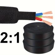 Resim 2:1 Isı Küçültme Örgülü Kablo Kılıfı - 6m (20ft) Dayanıklı Siyah Koruyucu Kapak Düzensiz Şekilli Hortumlar, Tel ve Kablo için - Isıya Dayanıklı, Kolay Kurulum, Kablo Koruma, Şık Görünüm, Isıya Dayanıklı Malzeme, Pil Olmadan 