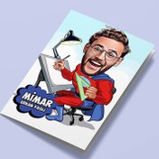 Resim Erkek Mimar Karikatürlü Tebrik Kartı 