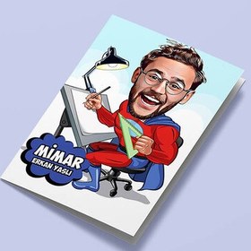 Resim Erkek Mimar Karikatürlü Tebrik Kartı 