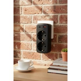 Resim Çoklu Priz Yüksek Gerilim Korumalı 2’li Priz 1xusb 1xtype-c Çıkışlı Grup Priz Çoğaltıcı 
