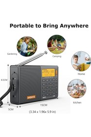 Resim Genel Markalar D-808 taşınabilir Dijital radyo UKW Stereo/kW/mW/LW SSB RDS Air Band Multi-band-Radio Hoparlö 