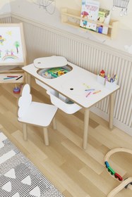 Resim POFİTTO Montessori Çocuk Masası-oyun Masası-aktivite Masası-etkinlik Masası Takımı 1 Bulut Sandalye 