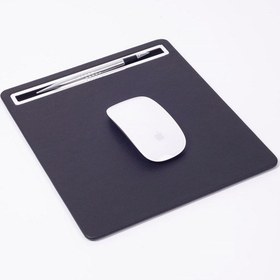 Resim Turgut Office Deri Mousepad Düz Siyah Krom Detaylı 