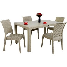 Resim Depootoptan Mandella Elit Rattan 90 x 150 CM 4 Kişilik Elit Sandalye Masa Takımı C 