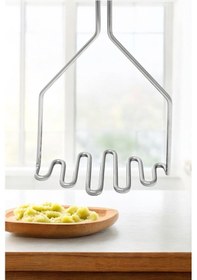 Resim Lüks Paslanmaz Metal Patates Ezici 24 Cm Patates Ezici Püre Yapıc 