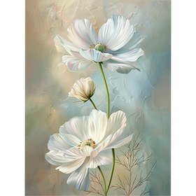 Resim Beyaz Büyük Şakayık Çiçeği Temalı 5D Elmas Boyama Kiti, Akrilik Elmaslar ve Yuvarlak Elmas Sanatı ile Ev Dekoru için DIY, 29.97 cm x 40.13 cm Ölçülerinde, Çeşitli Duvar Süslemeleri ve Masaüstü Görüntüleri için Uygundur. 