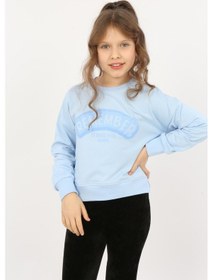 Resim Toontoy Kız Çocuk Remember Baskılı Sweatshirt Mavi 