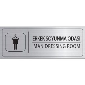Resim Mayeka Erkek Soyunma Odası İsimlik Gümüş Metal Kapı İsimliği Levhası Yönlendirme Tabelası 