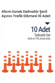 Resim Melzohome 45cm Esnek Delinatör Şerit Ayırıcı Trafik Dikmesi 10 Adet 