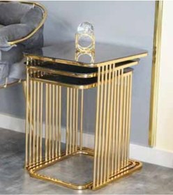 Resim Mim Bronz - Gold Piyano Kare Borulu Zigon Sehpa BRONZ 