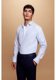 Resim Defacto Regular Fit PoloYaka Oxford Cepli Uzun Kollu Basic Düz Gömlek A8028AX23AUBE723 Mavi 