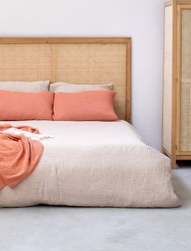 Resim Koza Pamuklu Gaze Dokulu Nevresim Seti Bej - Bej / 160x220 