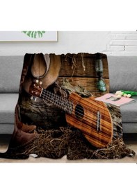 Resim Gitar Tek Kişilik Polar 150 Cm 220 Cm. Tv Battaniyesi 