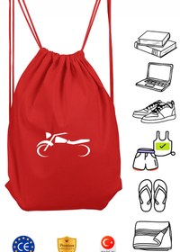 Resim Atelier Print Motorsiklet Unisex Kırmızı İpli Spor Sırt Çantası 