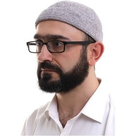 Resim Gri Katlamalı Sade Desen Kışlık Kadife Takke Şapka 