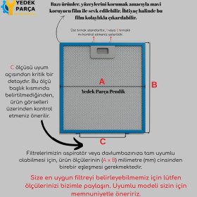 Resim Esty Uyumlu Davlumbaz 20X34,5 cm Arkaara 12,5cm Aspiratör Filtresi 