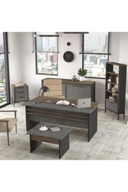 Resim L'occi Concept Darian Abcde Ofis Büro 5'li Masa Takımı Kahve-beton-antrasit Dr9-cga 