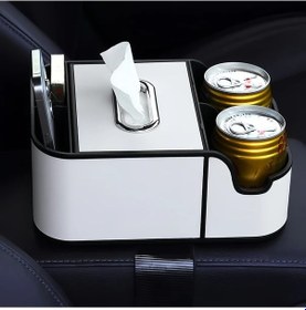 Resim Dashanshop Gm Konsol Organizatörü Beyaz, 2 Bardaklık Ve Mendillik, Araç İçi Depolama, . 