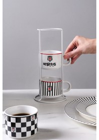 Resim Karaca X Beşiktaş 4 Kişilik Standlı Çay Fincan Takımı 180 Ml Siyah 