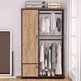 Resim Zizuva Tasarım 190x120x50 CM Ceviz Açık Gardırop 