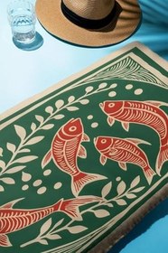 Resim Dijital Baskı Plaj Deniz Havlusu Balık Desenli Peştamal HVL0126 