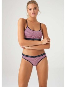 Resim U.S. Polo Assn. Kadın Lacivert - Çizgili Büstiyer Slip Takım 66250 