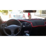 Resim 1991-1996 Modellerine Uygun Efsane Kasa Toyota Corolla Torpido Koruma Halısı Kenar Renk Kırmızı 