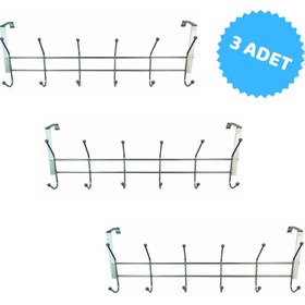 Resim 3 Adet, Uçar Metal, Amerikan Tip Kapı Arkası Askısı, Krom Askı, 12 Topçuklu 