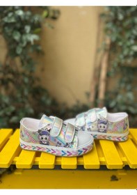 Resim Scarpe Magiche Stitch Baskılı Kız Çocuk Ayakkabısı 31-35 Numara Arası Işıksızdır Gümüş 
