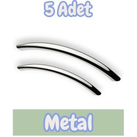 Resim Eko Kumru Yay Alüminyum Metal Lüks Modern Mobilya Çekmece Mutfak Dolabı Kulpu Krom 192mm 5 Adet Krom 