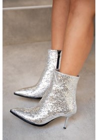 Resim Luis Silver Kadın Yılan Desenli Sivri Burun Kadın Bot Gümüş 