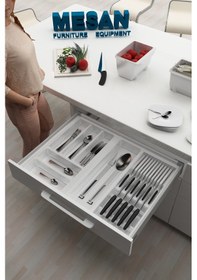 Resim Çekmece Içi Kaşıklık Ve Bıçaklık Düzenleyici Beyaz, 64x48 Yandan Ve Boydan 4cm Kesilebilir Beyaz 