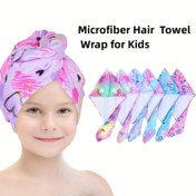 Resim Bir Tokalı, Kadınlar İçin Karikatür Desenleri Olan Yumuşak Hızlı Kuruyan Saç Kapağı, Su Emici Tasarımı ile Banyo Aksesuarı Olarak Tasarlanmış 'S Ultra İnce Mikrofiber Saç Sarımı 