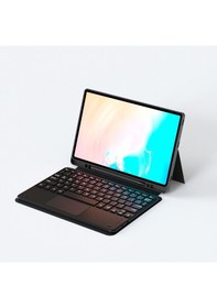 Resim Samsung Galaxy Uyumlu Tab S9 Ultra Sm-x910 Border Keyboard Bluetooh Bağlantılı Standlı Klavyeli Tablet Kılıfı Kapaklı Kılıf 