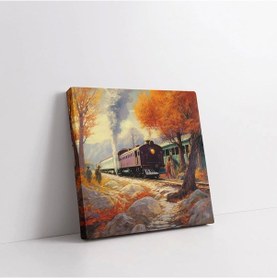 Resim Sonbahar Treni Kare Kanvas Tablo 