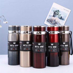 Resim 1 Adet Vakum Yalıtımlı Büyük Kapasiteli Outdoor Su Şişesi, 24S Sıcak & 48S Soğuk Sızdırmaz Termos Sap ve Boyun Askısı ile Kampçılık Bisiklet Yürüyüş Günlük Kullanım için BPA'sız PVC'siz Parlak Bitişli, Kamp Ekipmanı, Macera Aksesuarları, Şık Tasarım, Dayanıklı İzolasyon, Pvc'siz Malzeme 