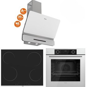 Resim Ferre Fryart Volino XE63CB - MS261 - D081-SA Vitroseramik Elektrikli Beyaz Ankastre Set 