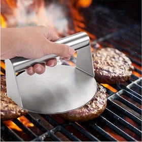 Resim 1 Adet Paslanmaz Çelik Burger Presi - Yapışmaz Hamburger Köfte Yapıcı, Ergonomik Saplı ve Düz Yüzeyli, Etburgerler, Sliderlar, Bifteklere Uygun - Barbekü & Mutfak Aracı, Şık Tasarım | Dayanıklı Yapı 