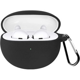 Resim maxstrox Jvnna Xiaomi Redmi Buds 4 Active için Kılıf Askılı Mat Silikon Siyah [Redmi Buds 4 Active ile U 