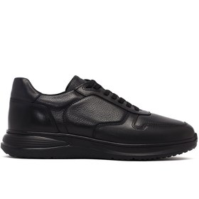 Resim Derimod Erkek Siyah Bağcıklı Deri Casual Sneaker,Kışlık Spor Ayakkabı 25WFD6768FT 