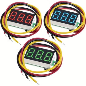 Resim 1 adet Mini Dijital Voltmetre, DC 0.71 Cm Üç Hatlı DC 0-100V Mini Dijital Voltmetre Ölçer, LED Ekran Ters Kutup Koruma ve Doğru Basınç Ölçümü 