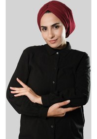 Resim Hürrem Bone Bordo Drapeli Salaş Tesettür Bone Sandy Büzgülü 2315 16 Bordo 