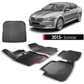 Resim Skoda Superb Paspas Bagaj Havuzu 3D Rizline Set 2015- Sonrası 